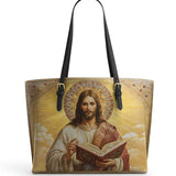 Catholight Jesus the Savior Eternal Light Leather Tote Bag