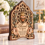 Catholight Wooden Faith Plaque - Blessed to Serve