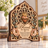 Catholight Wooden Faith Plaque - Blessed to Serve