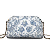 Catholight Sacred Elegance: Blue and White Devotion Leather Crossbody Bag