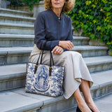 Catholight Sacred Serenity Virgin Mary  Leather Tote Bag