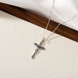 Catholight St. Benedict Crucifix Necklace in Oxidized Sterling Silver