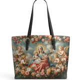 Catholight Halo Of Rose Leather Tote Bag