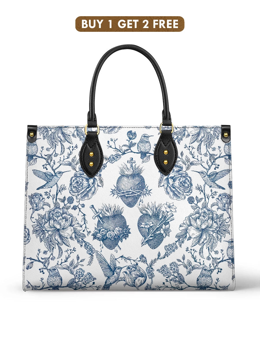 Catholight Eleganza Sacra: Borsa in Pelle Blu e Bianca per la Devozione