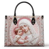 Catholight Sacred Serenity: The Madonna’s Tender Embrace Leather Bag