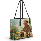 Catholight Harmony of Saint Francis Leather Tote Bag