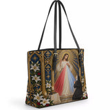 Catholight St. Faustina Divine Mercy Vision Leather Tote Bag