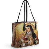 Catholight The Little Flower of Grace Leather Tote Bag