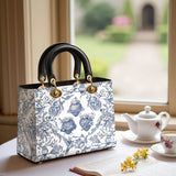 Catholight Sacred Elegance: Blue and White Devotion Lady Leather Bag