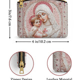 Catholight Sacred Serenity: The Madonna’s Tender Embrace Leather Rosary Pouch