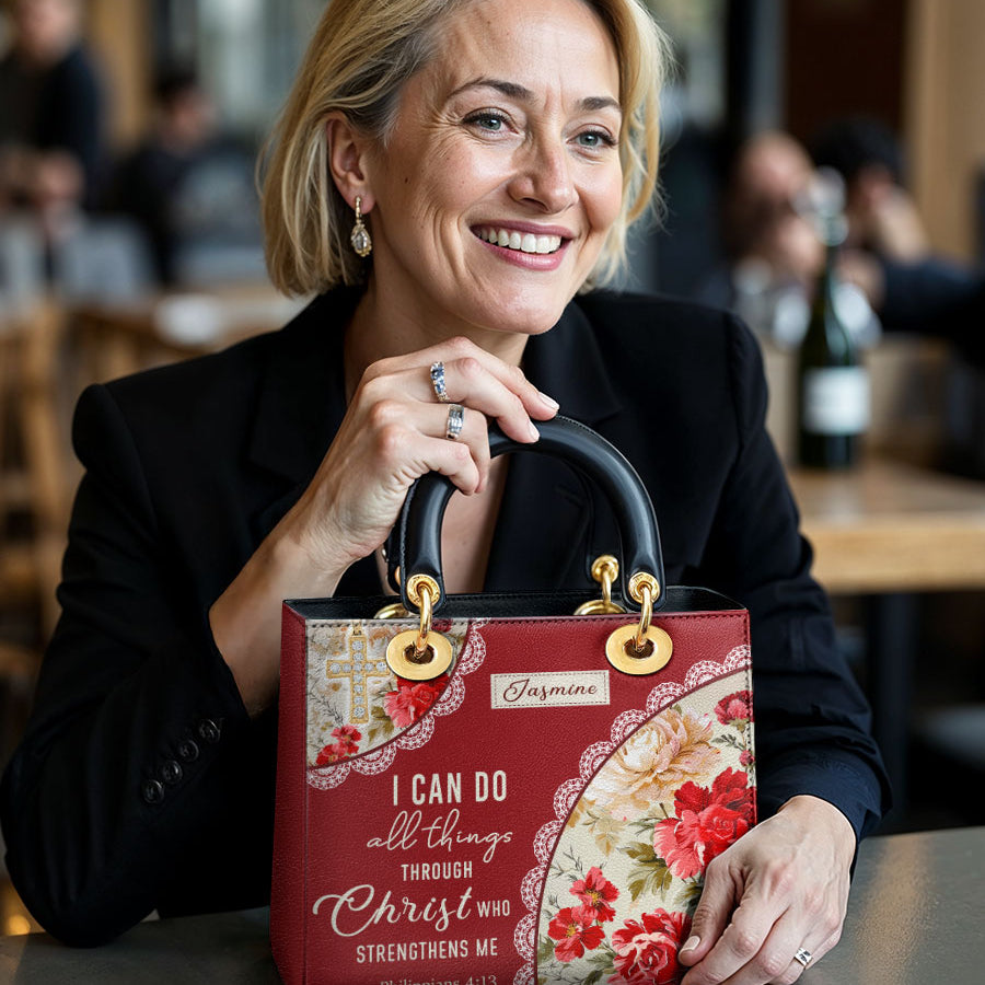 Catholight Blooming With Faith Personalized Lady Leather Bag