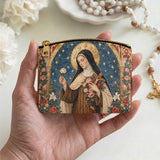 Catholight St. Thérèse of Lisieux Shower of Roses Leather Rosary Pouch