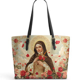 Catholight  Little Flower Elegance Leather Tote Bag
