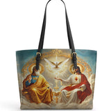 Catholight Trinity Divine The Holy Grace Leather Tote Bag