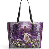 Catholight Eternal Hope  Leather Tote Bag