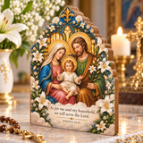 Catholight Wooden Faith Block - Holy Family As for Me and My Household