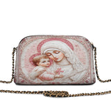 Catholight Sacred Serenity: The Madonna’s Tender Embrace Leather Crossbody Bag