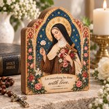 Catholight Wooden Faith Block - Saint Therese Done with Love