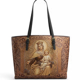 Catholight - Leather Tote Bag  Lady Of Mount Carmel