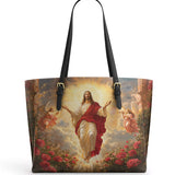 Catholight Glorious Ascension Christ Rising in Majesty Leather Tote Bag