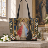 Catholight St. Faustina Divine Mercy Vision Leather Tote Bag