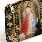 Catholight St. Faustina Divine Mercy Vision Leather Rosary Pouch