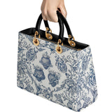 Catholight Sacred Elegance: Blue and White Devotion Lady Leather Bag