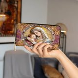 Catholight Portafoglio in Pelle con Madonna e Bambino Divino
