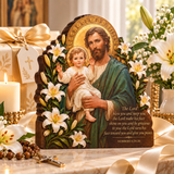 Catholight Wooden Faith Block - Saint Joseph The Lord Bless You