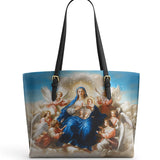 Catholight Divine Ascension: The Heavenly Embrace Leather Tote Bag