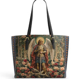 Catholight Archangel's Triumph  Leather Tote Bag