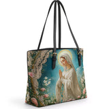 Catholight Lady Of Lourdes Leather Tote Bag