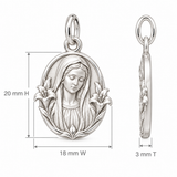 Catholight Blessed Virgin Mary Lily Portrait Charm