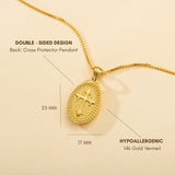 Catholight Sacred Heart of Jesus & Cross Protector Necklace in Gold Vermeil