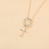 Catholight Crown of Thorns Cross Necklace in 14K Gold Vermeil/ Sterling Silver