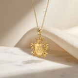 Catholight Crowned Marian Lily Medal Necklace in 18K Gold Vermeil