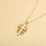 Catholight Lily of Faith Cross Necklace in 18K Gold Vermeil