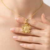 Catholight Crowned Marian Lily Medal Necklace in 18K Gold Vermeil