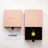 Catholight Crowned Marian Lily Medal Necklace in 18K Gold Vermeil