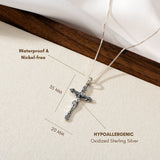 Catholight St. Benedict Crucifix Necklace in Oxidized Sterling Silver