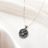 Catholight ST. Joseph and Three Heart Reversible Necklace in Oxidized Sterling Silver