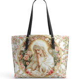 Catholight Virgin Mary's Grace Leather Tote Bag