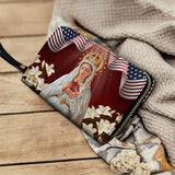 Catholight Our Lady Of America Leather Wallet Purse