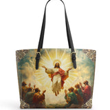 Catholight The Glorious Ascension Leather Tote Bag