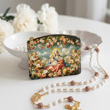 Catholight Halo Of Roses Leather Rosary Pouch