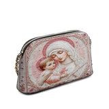 Catholight Sacred Serenity: The Madonna’s Tender Embrace Leather Crossbody Bag