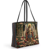 Catholight Archangel's Triumph  Leather Tote Bag