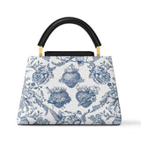 Catholight Sacred Elegance Blue and White Devotion Leather Satchel Bag
