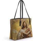 Catholight Jesus the Savior Eternal Light Leather Tote Bag