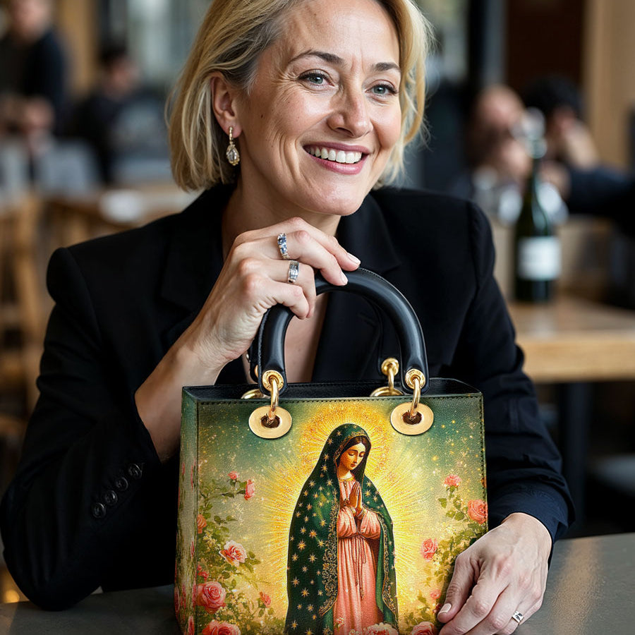 Catholight Roses of Guadalupe Lady Leather Bag